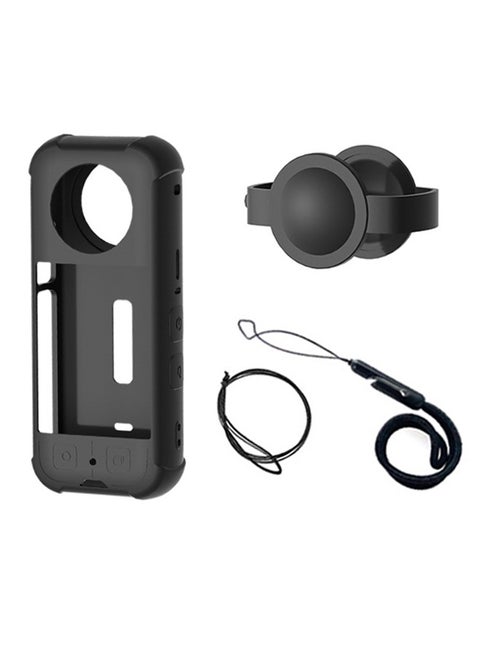 Silicone Case for Insta360 X3 Camera Scratch Proof Protector Guards Lens Cover Cap for Insta360 X3 Action Camera Accessories Black