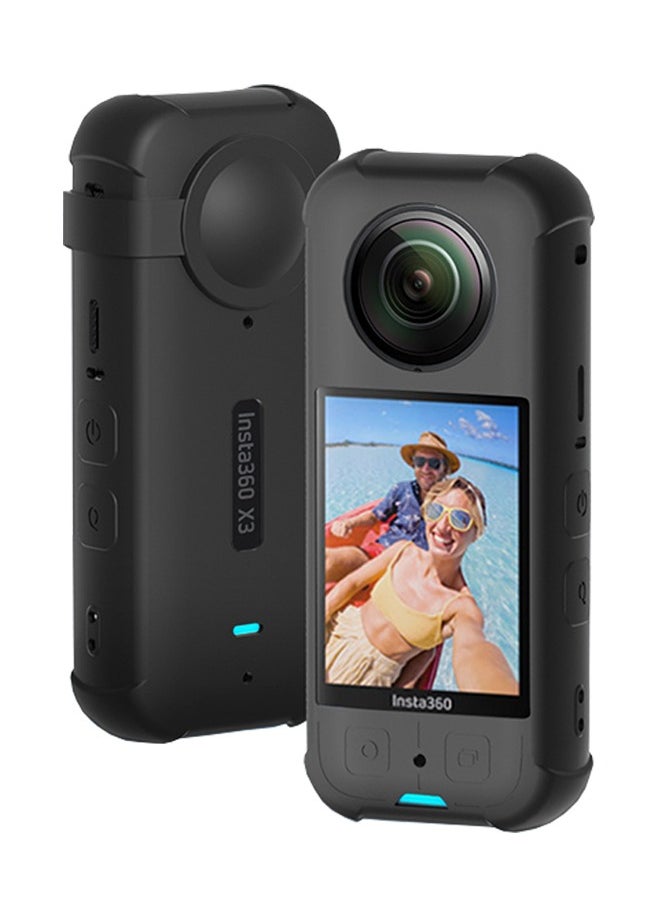 Silicone Case for Insta360 X3 Camera Scratch Proof Protector Guards Lens Cover Cap for Insta360 X3 Action Camera Accessories Black