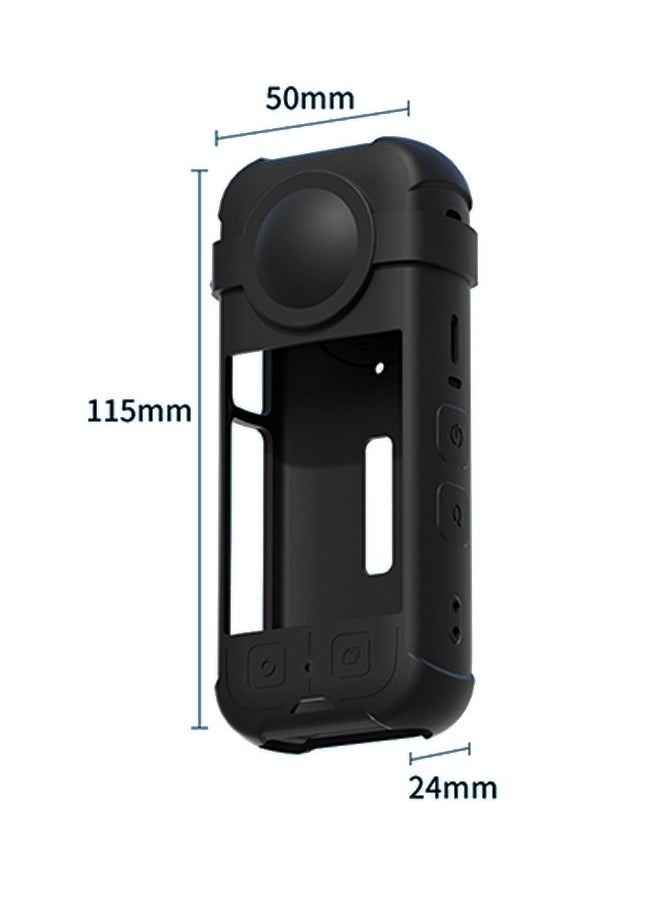 Silicone Case for Insta360 X3 Camera Scratch Proof Protector Guards Lens Cover Cap for Insta360 X3 Action Camera Accessories Black