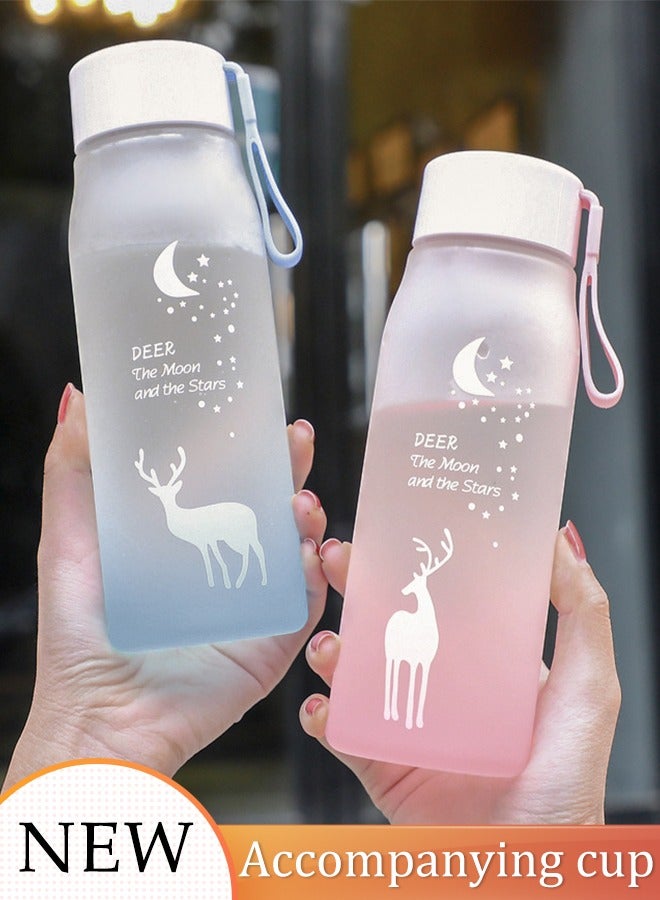 2pcs Portable Water Bottle Set Leakproof Plastic Drinks Bottle Sports Water Bottles for Kids Adults, Lightweight Drinks Bottle for Gym, Office, School, Travel 500ml - Image 1