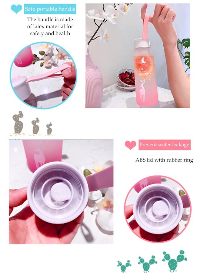 2pcs Portable Water Bottle Set Leakproof Plastic Drinks Bottle Sports Water Bottles for Kids Adults, Lightweight Drinks Bottle for Gym, Office, School, Travel 500ml - Image 2