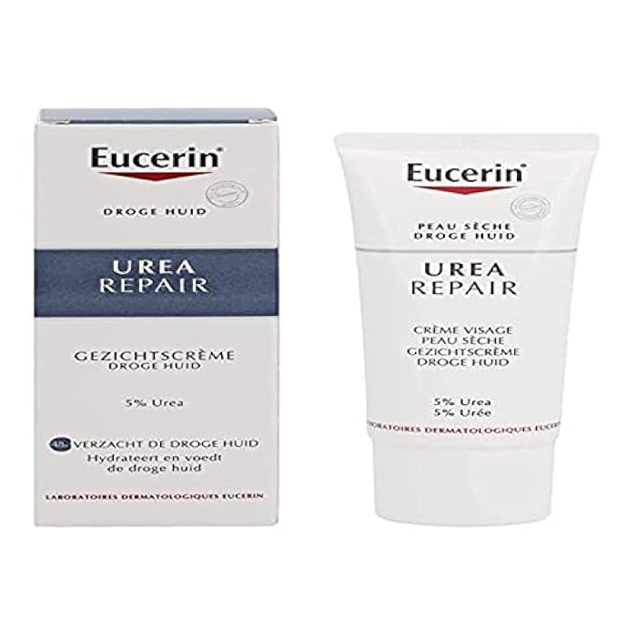 Eucerin 5% Urea Smoothing Face Cream, 50ml - Hydrating Moisturizer for Dry Skin, Dye-Free, Adult - Image 1