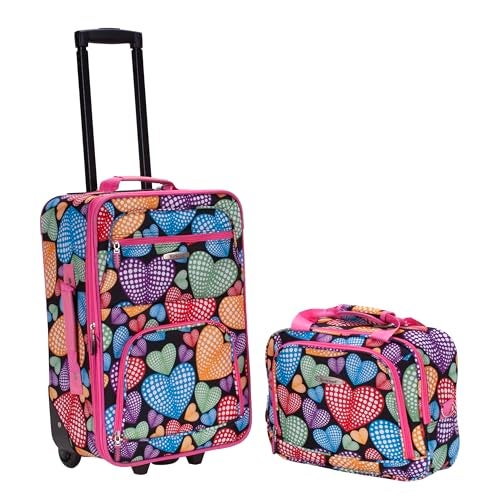 Rockland Fashion Softside Upright Luggage Set, Expandable,New Heart, 2-Piece (14/19) - Image 1