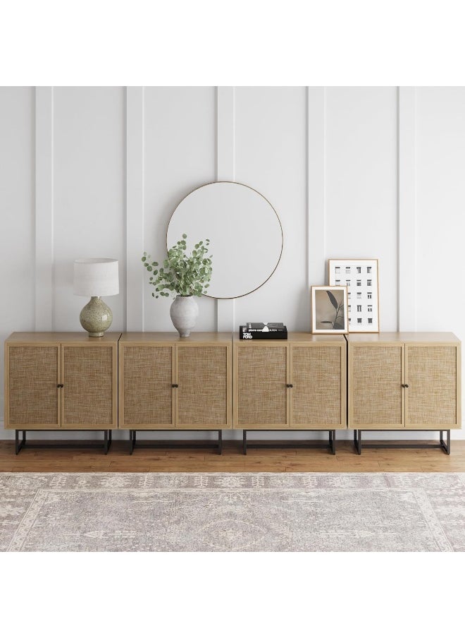 Generic - Nathan James  Kova Entryway, Sideboard Buffet Storage, Set Of 5, Light Oak/Black - Image 1