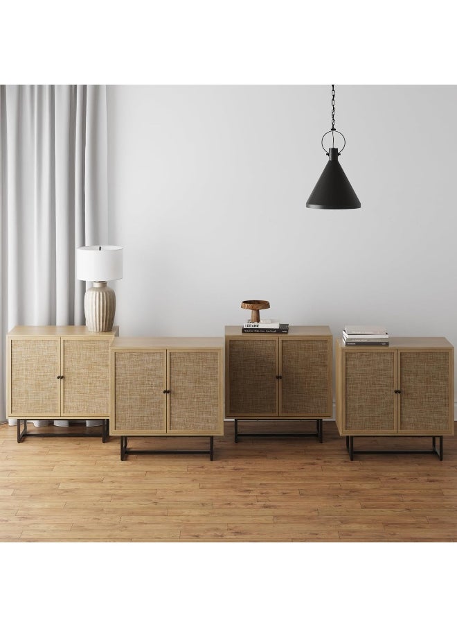Generic - Nathan James  Kova Entryway, Sideboard Buffet Storage, Set Of 5, Light Oak/Black - Image 1