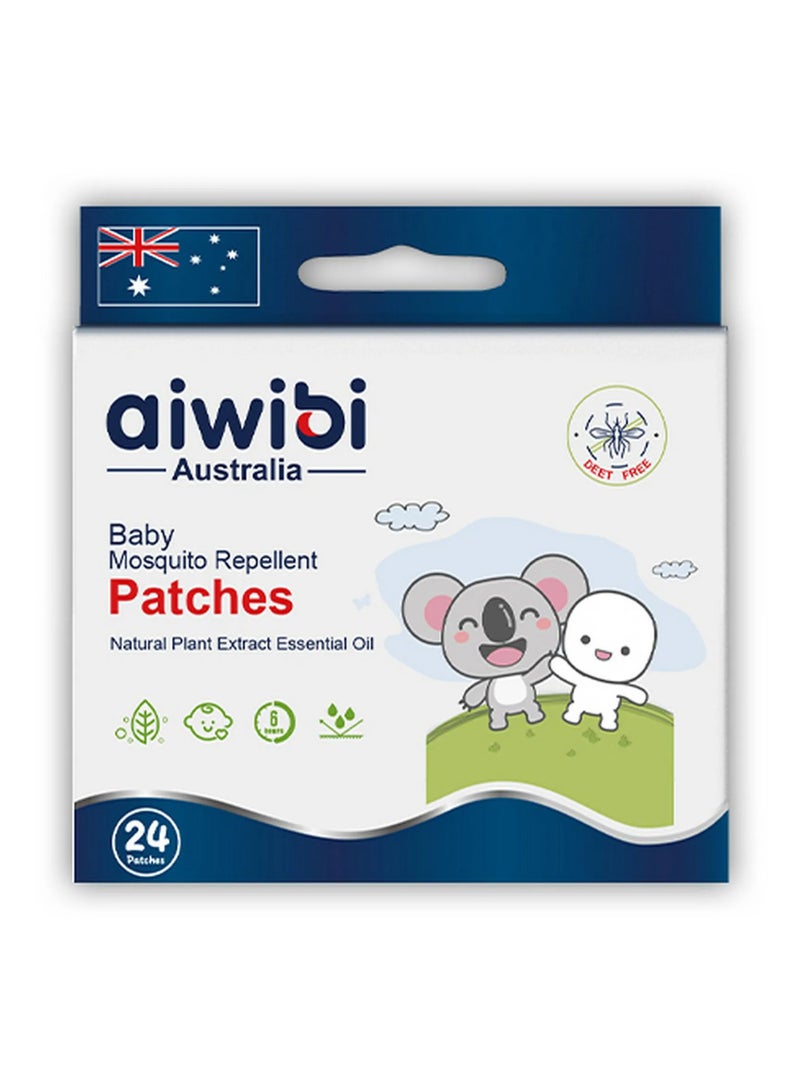 Aiwibi Natural Baby Mosquito Repellent Patches, DEET-Free, Waterproof, 24 Patches, Protection from Dengue & Malaria, 3+ Yrs