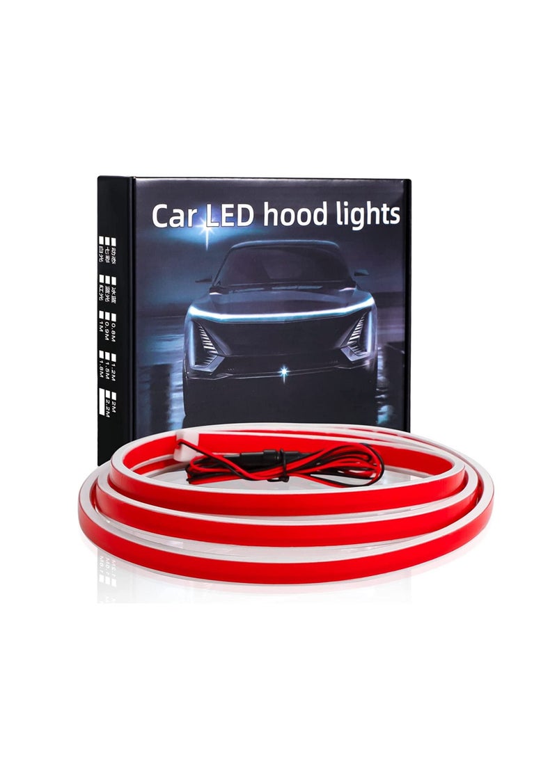 MUNTAQI 79 Inches Car Hood Light Strip, Dynamic Car LED Strip Light,Exterior Flexible Daytime Running Light Strip For Car,Truck,SUV (White Light) - Image 1