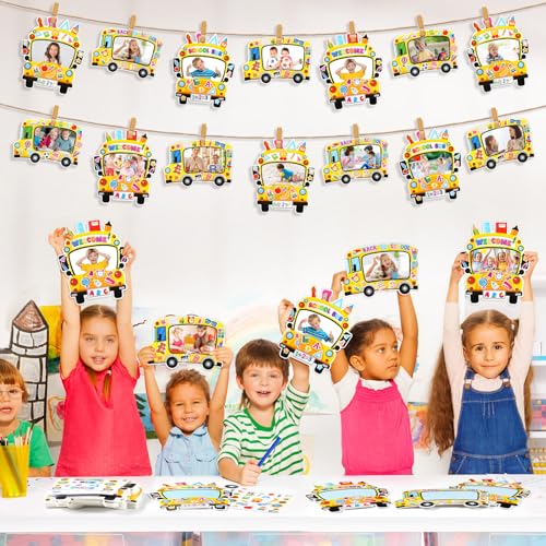 Pajean 48 Sets School Bus DIY Crafts Kit Yellow School Bus Picture Frames Back to School Stickers School Bus Birthday Photo Frames Decor for Student First Day of School Party Decor Supplies - Image 5