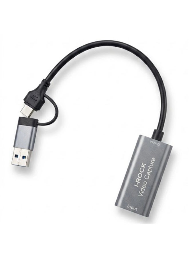 محول بطاقة التقاط الفيديو (Type-C و USB 3.0 إلى HDMI) لتسجيل الصوت والصورة؛ مخصص للبث المباشر، والألعاب، وإنشاء المحتوى، والعمل مع أجهزة PS4 وNintendo Switch والكاميرات وأجهزة الكمبيوتر المحمولة والمكتبية (بما في ذلك MacBook) والأجهزة المحمولة. - Image 1