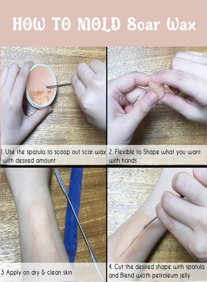 CCbeauty 7Pcs Halloween SFX Special Effects Makeup Kit - 2oz Modeling Scar Wax +6 Colors Bruise Wheel + 2.3oz Stage Blood + 1oz Coagulated Blood with Spatula + Stipple Sponge,Deep Skin - Image 4