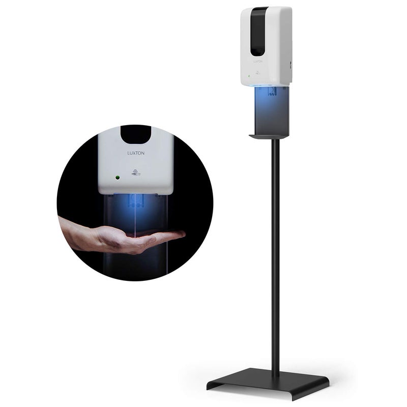 Luxton Home Automatic Hand Sanitizer Dispenser with Stand and Drip Catcher and Refillable Bottle for Restaurants Schools Churches  Sanitizer Stand