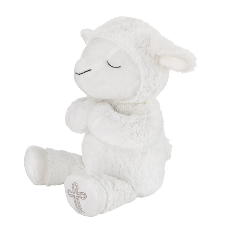 NoJo Little Love by NoJo Baptism White Plush Lamb with Praying Hands and Embroidered Cross - Image 2