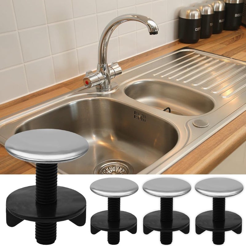 4 Pieces Kitchen Sink Hole Cover, Metal Spray Hole Cover, Bathroom Sink Cover, Stainless Steel Metal Basin Stopper Cover - Image 1
