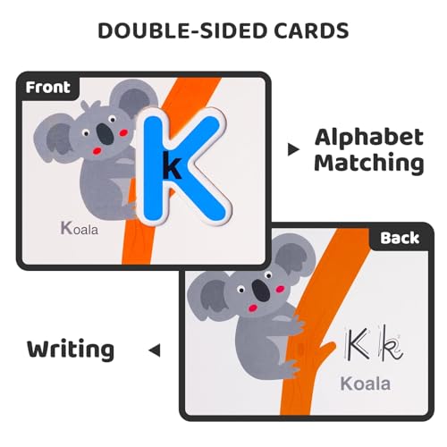 LiKee Alphabet Flash Cards Wooden Letter Puzzle ABC Sight Words Matching Games Counting Board Preschool Educational Montessori Toys for Toddlers Boys Girls 3+ Years (36 Cards& 37 Wood Pieces) - Image 4