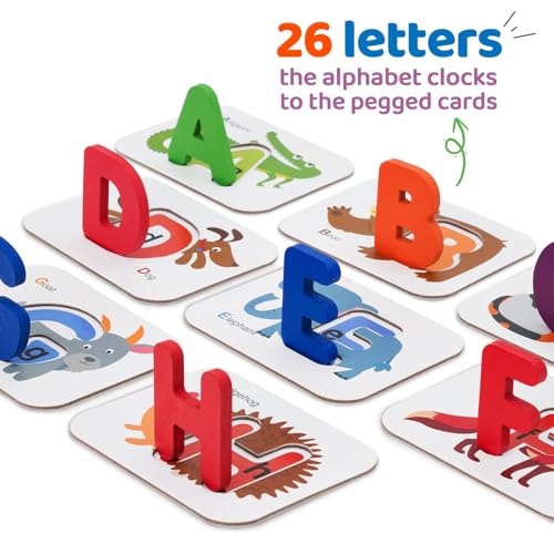 LiKee Alphabet Flash Cards Wooden Letter Puzzle ABC Sight Words Matching Games Counting Board Preschool Educational Montessori Toys for Toddlers Boys Girls 3+ Years (36 Cards& 37 Wood Pieces) - Image 3