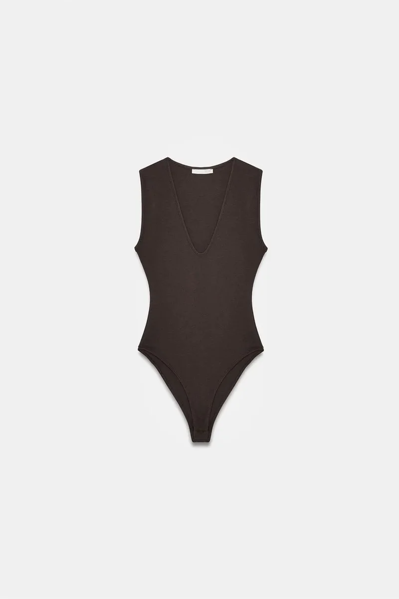Dilvin Black DILVIN Sleeveless Slim-Fit U-Neck Bodysuit for Women | Best Price UAE