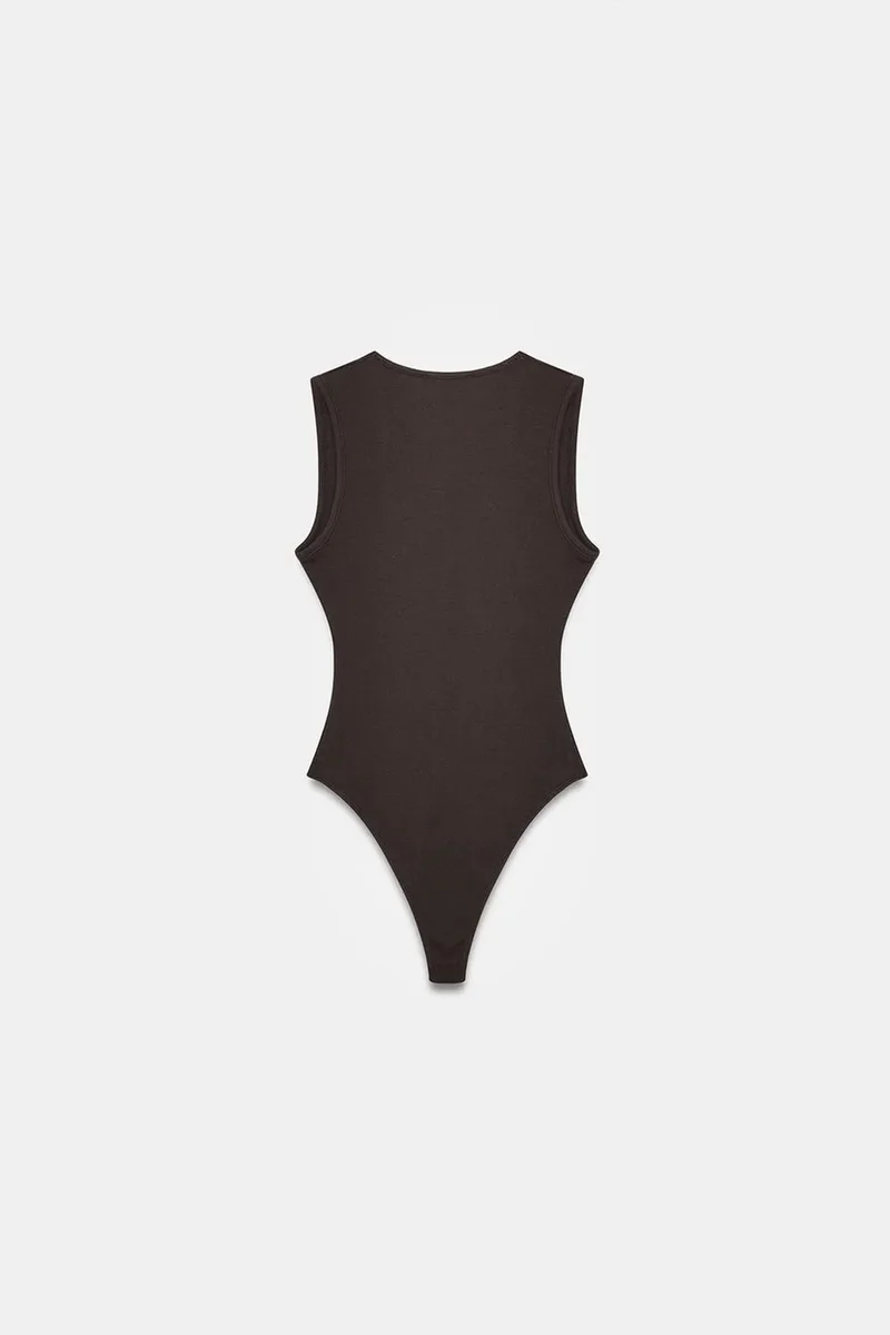 Dilvin Black DILVIN Sleeveless Slim-Fit U-Neck Bodysuit for Women | Best Price UAE