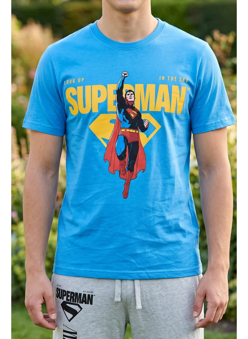 Warner Bros.  Warner Bros. Superman Men's Pyjama Set | Official Superman T-Shirt & Lounge Pants Sleepwear Set | Comfortable Cotton Nightwear for Men | Superhero Loungewear & Pajama Set for Men | Best Price UAE