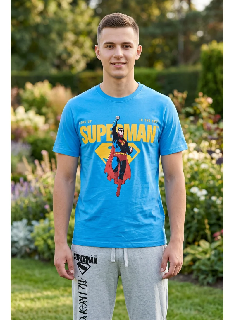 Warner Bros.  Warner Bros. Superman Men's Pyjama Set | Official Superman T-Shirt & Lounge Pants Sleepwear Set | Comfortable Cotton Nightwear for Men | Superhero Loungewear & Pajama Set for Men | Best Price UAE