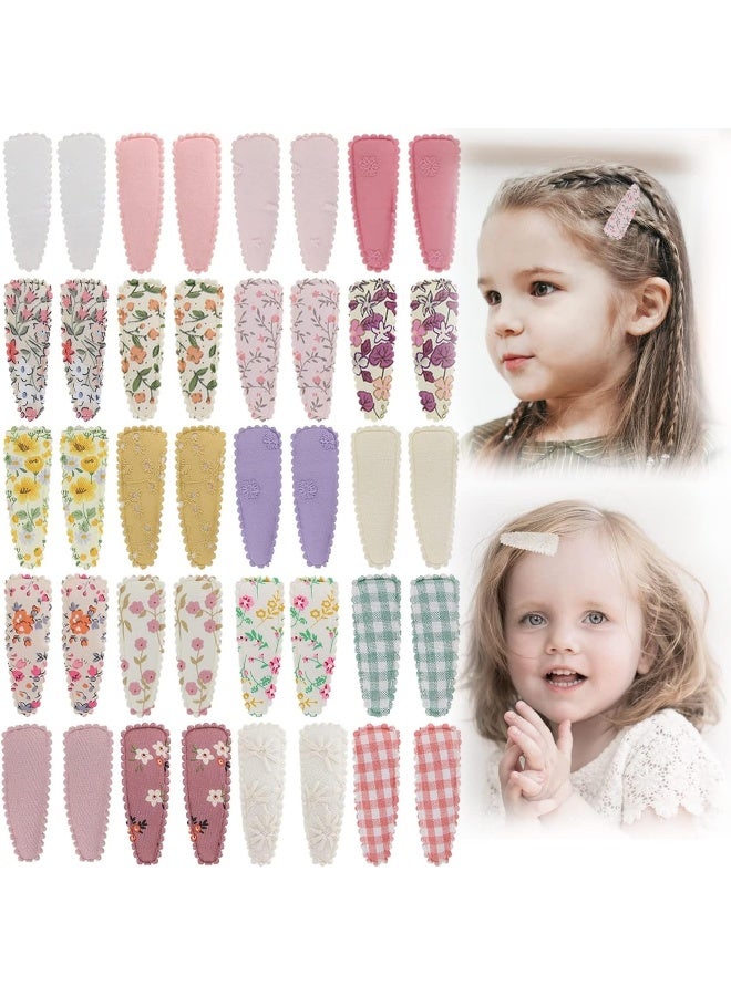 KIDOCHEESE 40pcs Baby Hair Clips Flower Patterns Snap Hair Clips Wrapped by Cloth Hair Pins Baby Girls Barrettes Hair Accessories for Baby Girls Infants Toddler Kids - Image 1