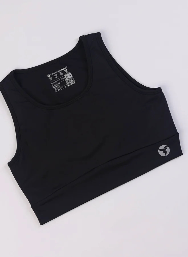 Technosport Solid Padded Sports Bra with Logo Detail