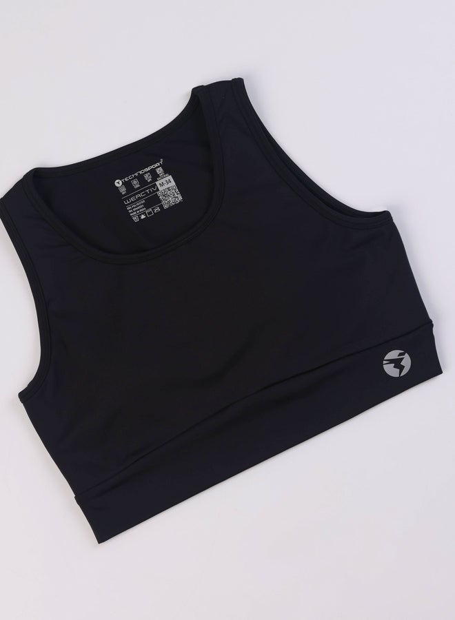 Technosport Solid Padded Sports Bra with Logo Detail - Image 4