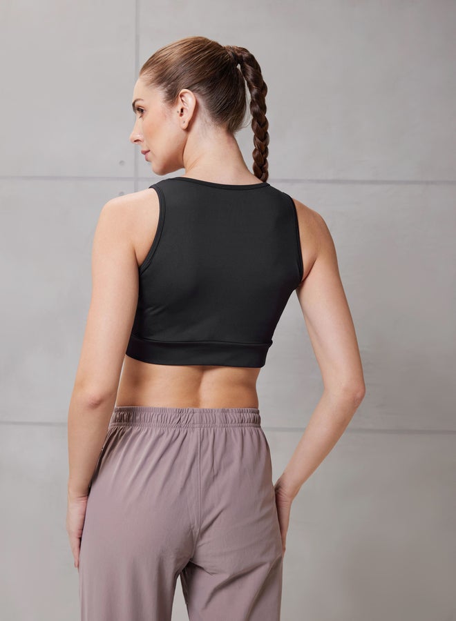 Technosport Solid Padded Sports Bra with Logo Detail - Image 3