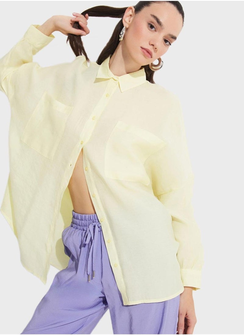 JUNE Ruffle Detailed Button Down Shirt - Image 4