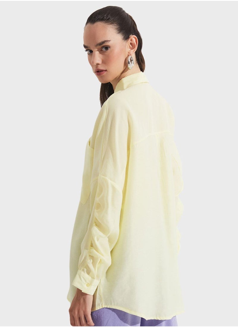 JUNE Ruffle Detailed Button Down Shirt - Image 2