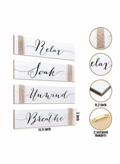 Y&D 4PACK 12.6X4INCH Family Rustic Wooden Signs Farmhouse Wall Sign Funny Bathroom Art Wood Plaque Entryway Home Decoration for Bedroom Living Room Office House Decor  - Image 4