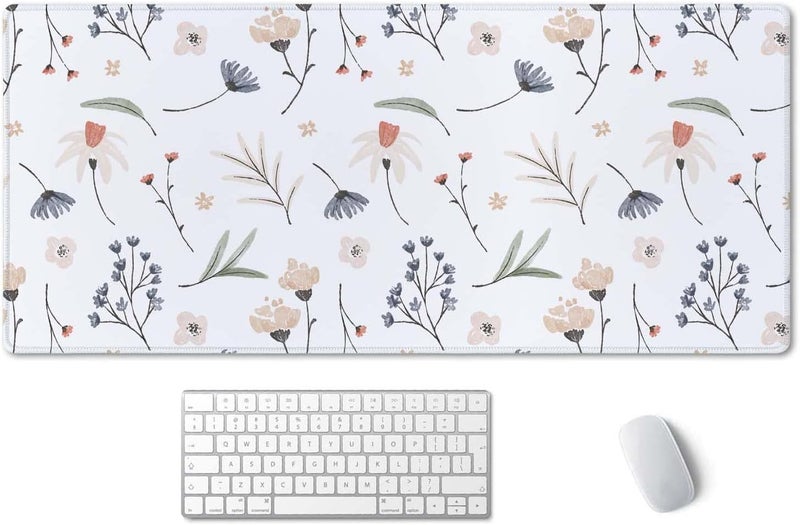 SSOIU Extra Large Flowers Desk Mat, Cute XXL Gaming Mouse Pad 35.5" X 15.7" - Image 1