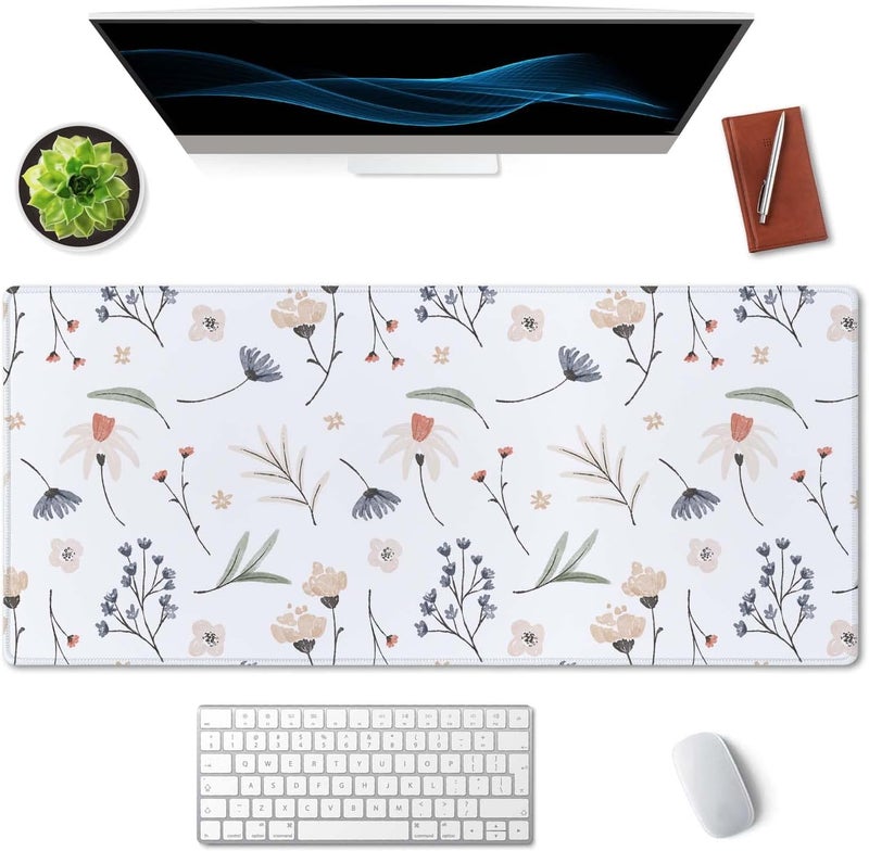 SSOIU Extra Large Flowers Desk Mat, Cute XXL Gaming Mouse Pad 35.5" X 15.7" - Image 3