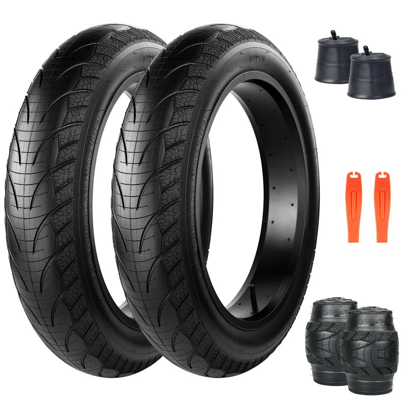 BALINGE E Bike Fat tire 20 x 4 2 Pack Heavy Duty High-Performance Wear-Resistant E-Bike Mountain Snow Bike Tire ï¼ŒFat Bike Tiresï¼Œ20x4.0 Fat tireï¼ŒBlackï¼Œ2 Tires 2 Tubes 2 levers - Image 1