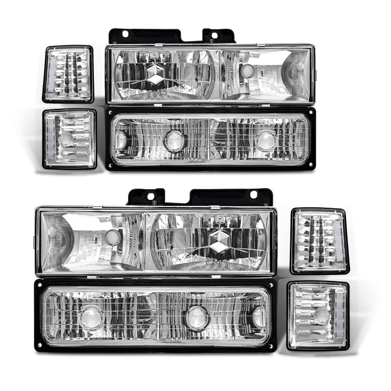 ADCARLIGHTS Headlight Assembly for 94 95 96 97 98 Obs Chevy SilveradoC10 PickupCK 1500 2500 3500 Truck 9499 Suburban 19951999 Tahoe Chrome Housing with Clear Reflector Headlamp Replacement Pair