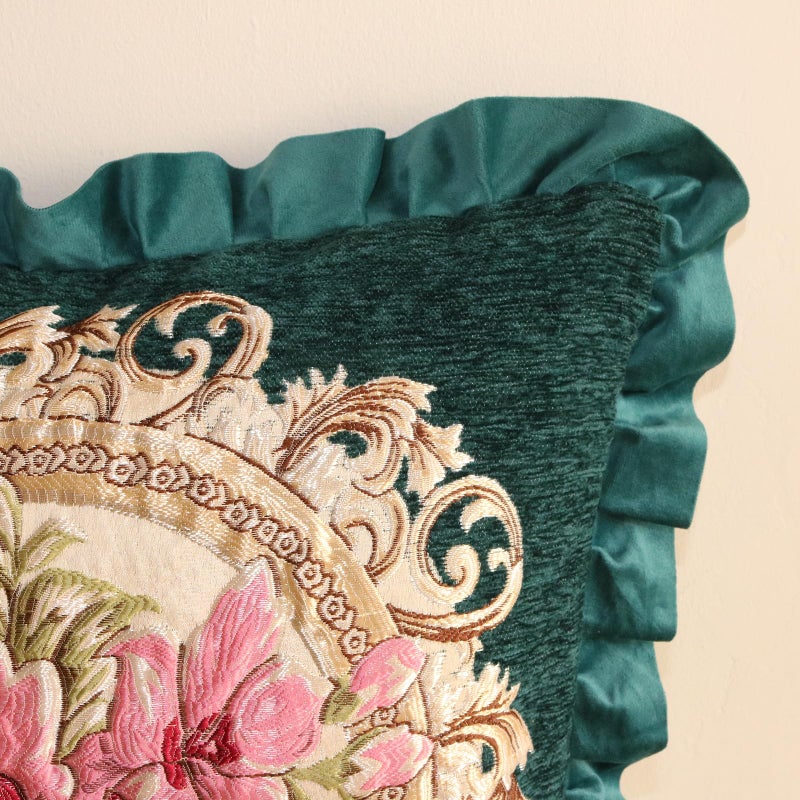 Qupace Set of 2 Spring Green Pillow Covers for Sofa Couchï¼ŒVintage Floral Pillow Covers 18x18in for Living Roomï¼ŒRetro Cushion Cover 18x18in for Bedroom - Image 5