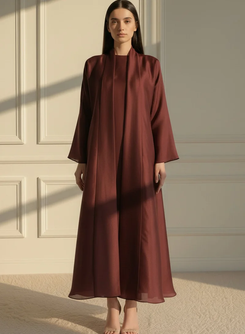 Moistreet Organza Abaya Set with Inner & Headscarf