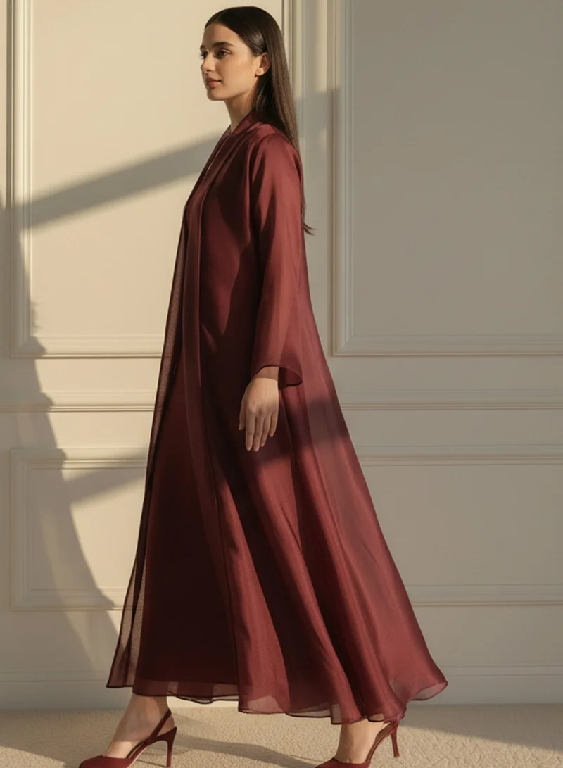 مويستريت Organza Abaya Set with Inner & Headscarf