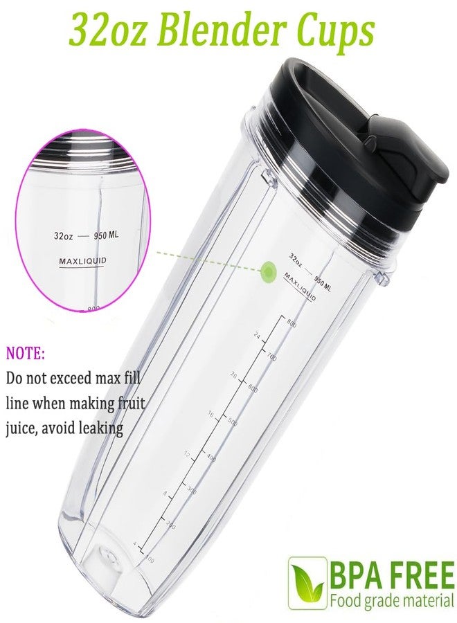 ABTER Replacement 32oz Blender Cup with Sip & Seal Lid For Nutri Ninja BL450 BL454 Bl455 BL456 BL480 BL481 BL482 BL490 BL640 BL642 BL682 SS101 SS401 SS351 Nutri Ninja Auto IQ Series Blenders, 2-Pack … - Image 4