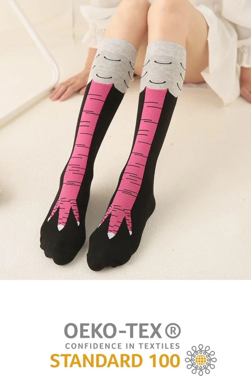 بي جي كي Single Unisex Chicken Feet Patterned Knee Socks