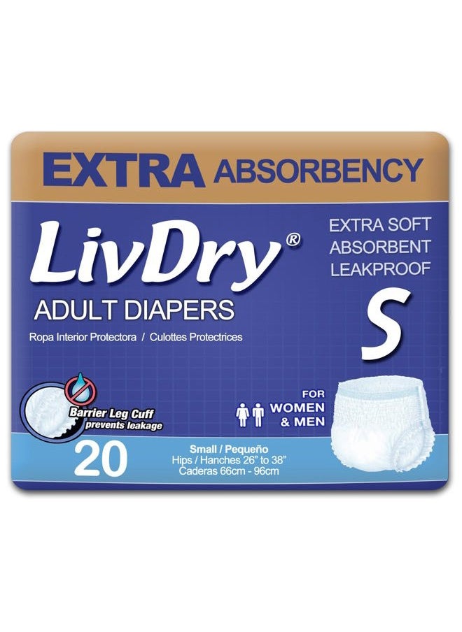 LIVDRY Adult Incontinence Underwear, Extra Absorbency Adult Diapers, Leak Protection, Small, 20-Pack  - Image 1