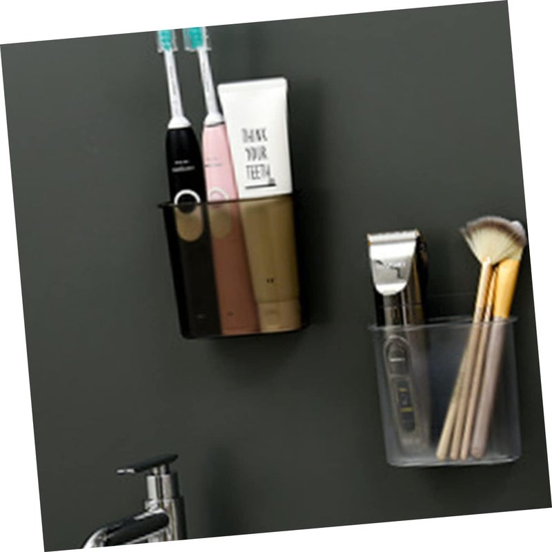 VOSAREA Punch Toothbrush Cup Bathroom Shelf Transparent Black Wall Mounted Holder for Toothbrush Toothpaste Trimmer Storage Organizer Easy Installation - Image 2