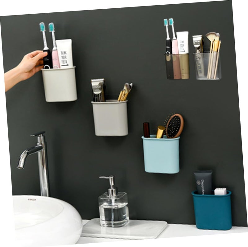 VOSAREA Punch Toothbrush Cup Bathroom Shelf Transparent Black Wall Mounted Holder for Toothbrush Toothpaste Trimmer Storage Organizer Easy Installation - Image 3