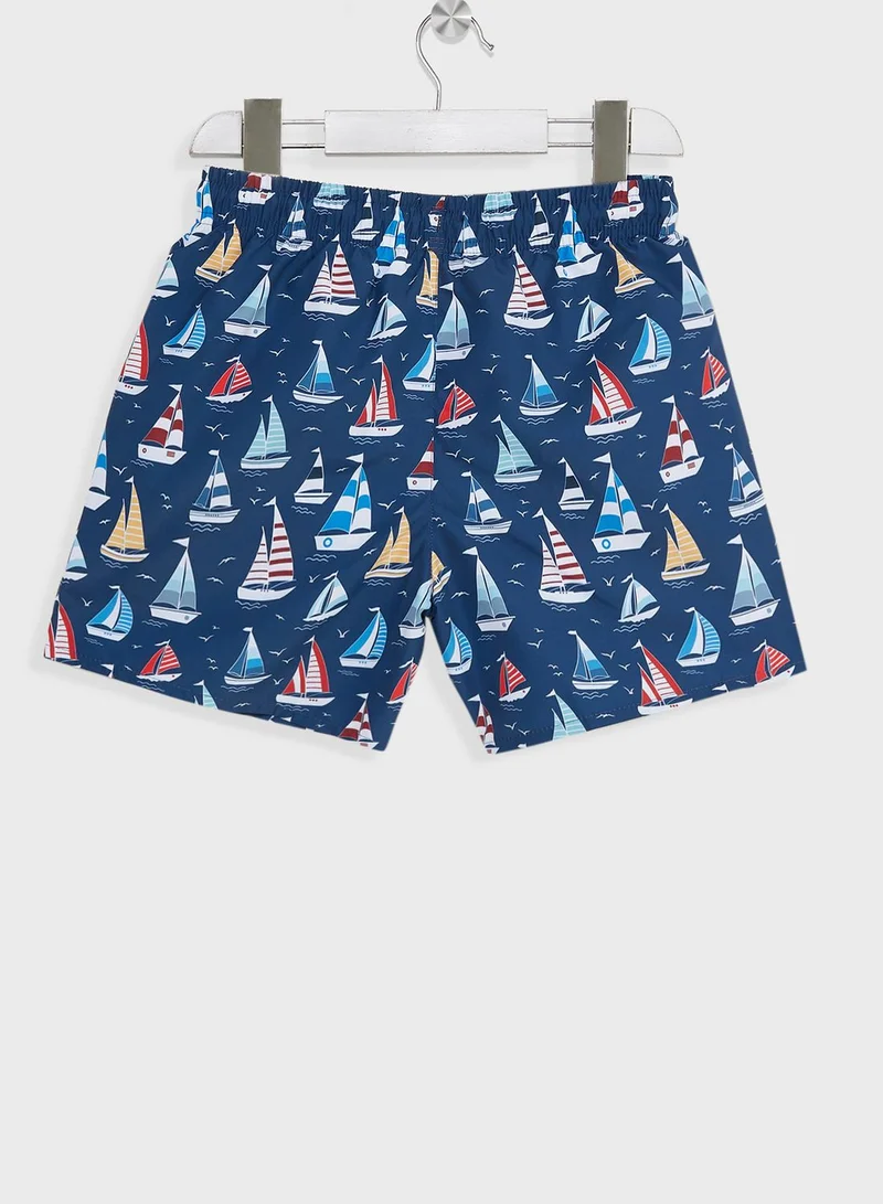 JUNE Kids Marine Print Swim Shorts