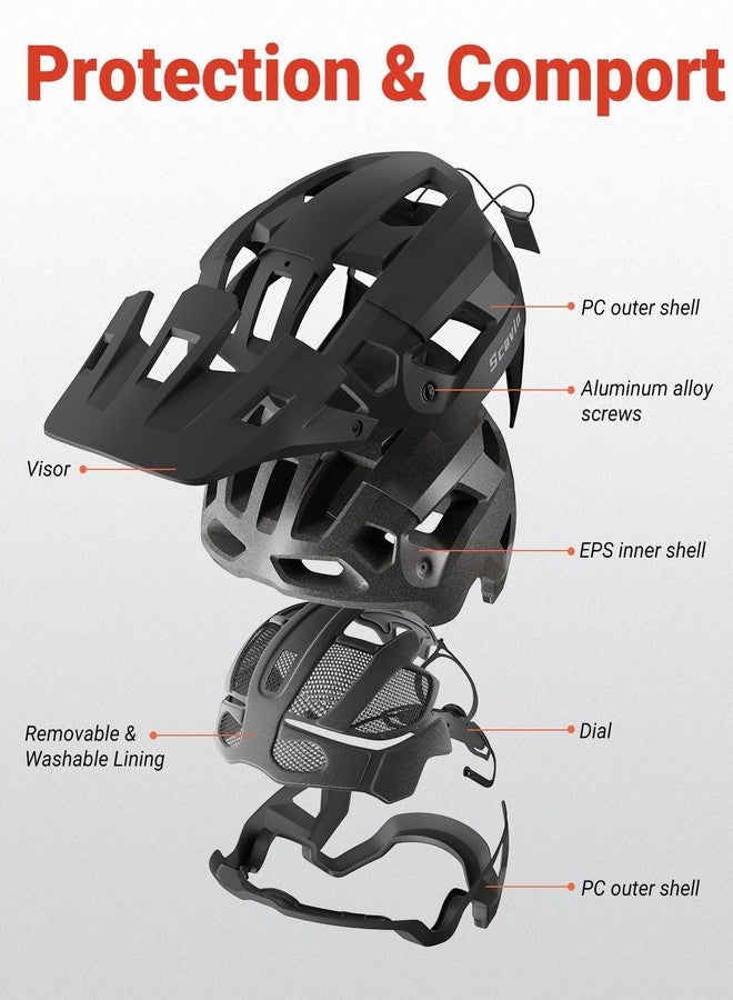 Scavin Bike Helmet for Adult, Moutain Road Bicyle Helmet Certified Adjustable MTB Cycling Helmet with Removable Visor and EPS Foam Interior, Lightweight Impact Protection for Men & Women - Image 2