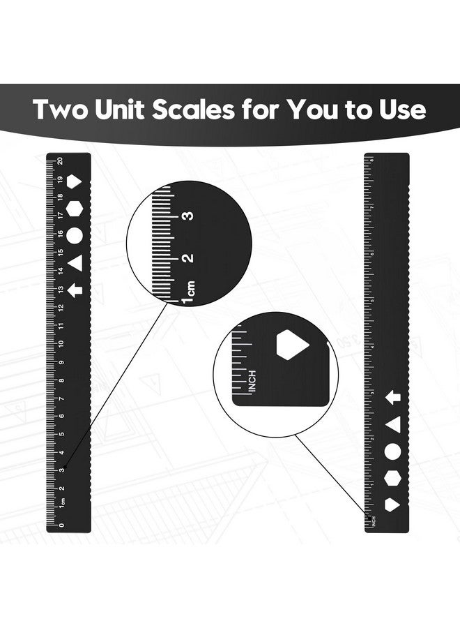 MSDADA Triangle Ruler, Protractor, Square and Ruler Set, 4 Pieces Aluminum Alloy Ruler, Metal Drafting Ruler Kit, Geometric Protractor for Student, School, Home, Office (Black, 20cm/7.87inch) - Image 4