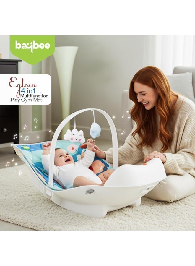 BAYBEE 4 in 1 Baby Play Gym & Rocker for Babies | Portable Baby Playgym for New Born with Rocking Function, Mosquito net, Lights, Music & Toys | Indoor Activity Baby Rocker for 0 to 24 Months Boys Girls Blue - Image 2
