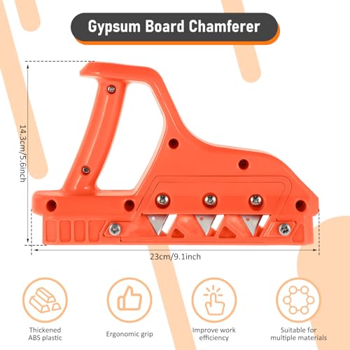 Tzdxfgl Plasterboard Fast Cutter, Precise 45° 60° Gypsum Board Chamferer with 10 Blades, Plastic Plasterboard Edger, Drywall Edge Hand Cutting Tool, Woodworking Hand Plane Tool for Drywall Chamfer (45°+60°) - Image 2