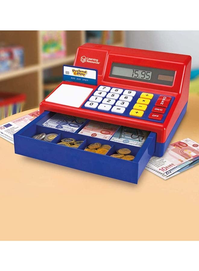 Learning Resources Calculator Cash Register (Euro Currency, Solar Powered, Blue/Grey, Ages 3+) - Image 3