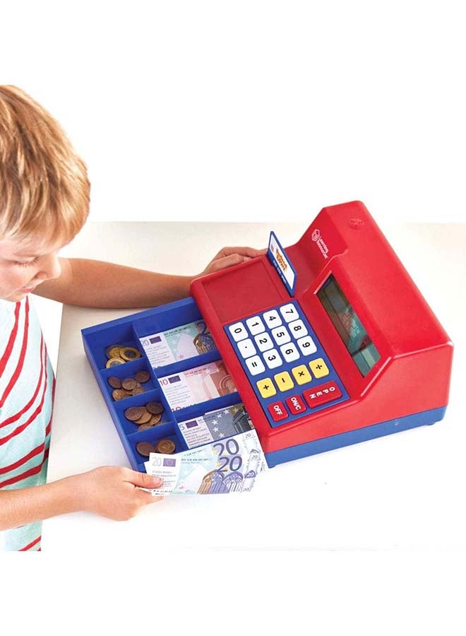 Learning Resources Calculator Cash Register (Euro Currency, Solar Powered, Blue/Grey, Ages 3+) - Image 2