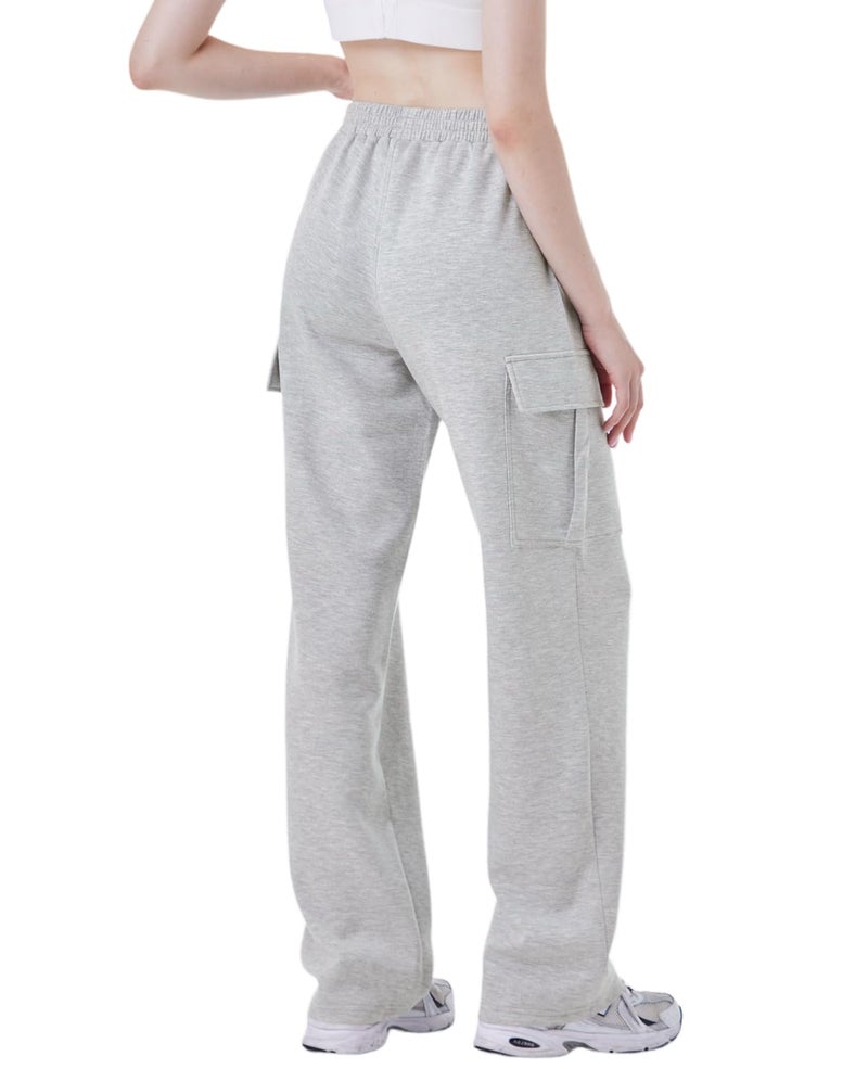 TTZ Womenâ€™s Tall Cargo Sweatpants 32"/34" Inseam Extra Long Soft Stretch Lounge Pants for Tall Women Light Grey - Image 3